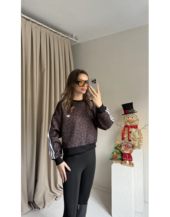 Kahve Leopar Sweatshirt