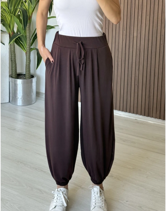 Kahve Relax Şalvar Kesim Pantolon