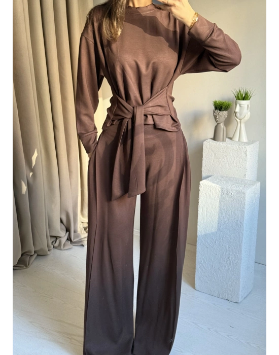 Kahverengi Kuşaklı Modal Takım