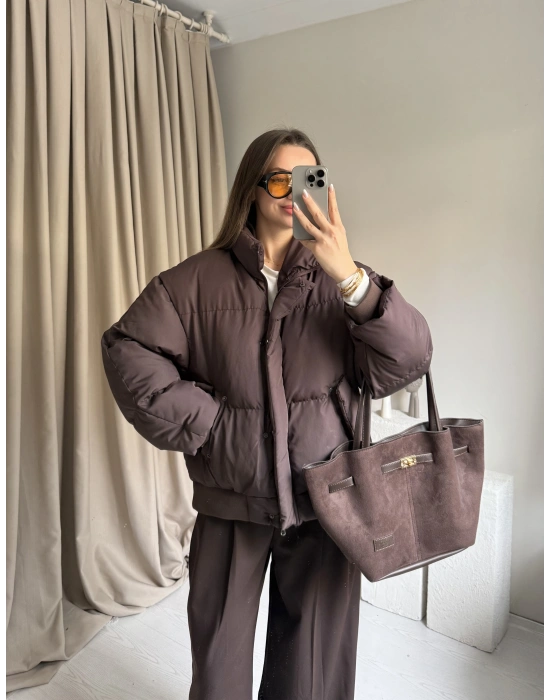 Kahverengi Puffer Mont