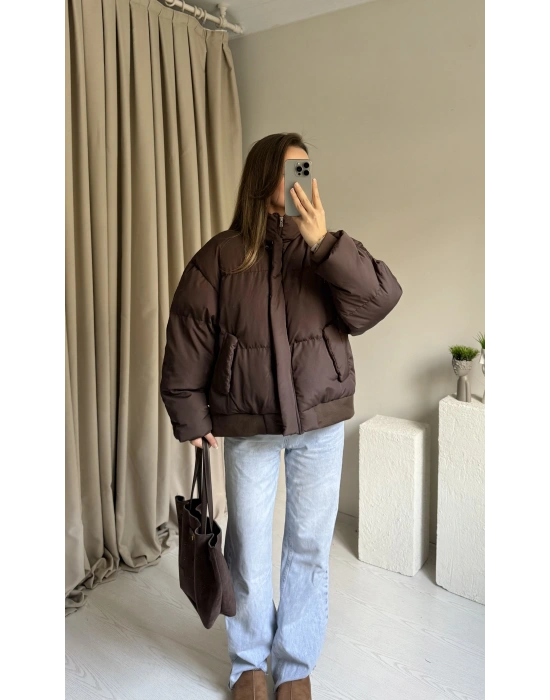 Kahverengi Puffer Mont