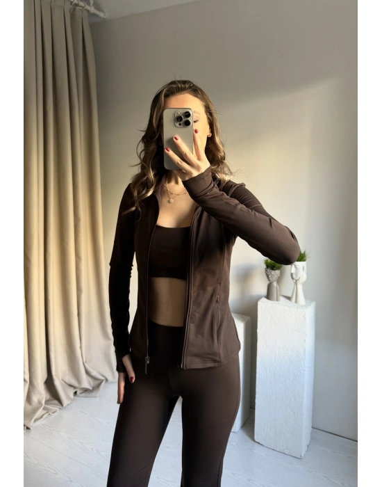 Kahverengi Ultralüx 3’lü Tayt Takım