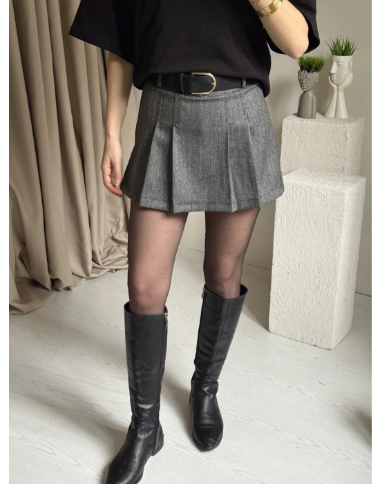 Kemerli Şortlu Etek