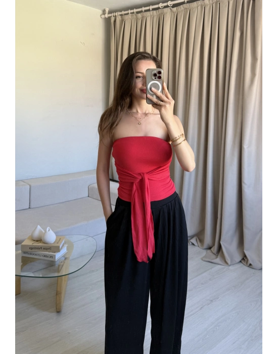 Kırmızı Brshk Fiyonklu Crop