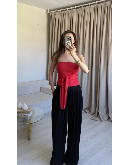Kırmızı Brshk Fiyonklu Crop