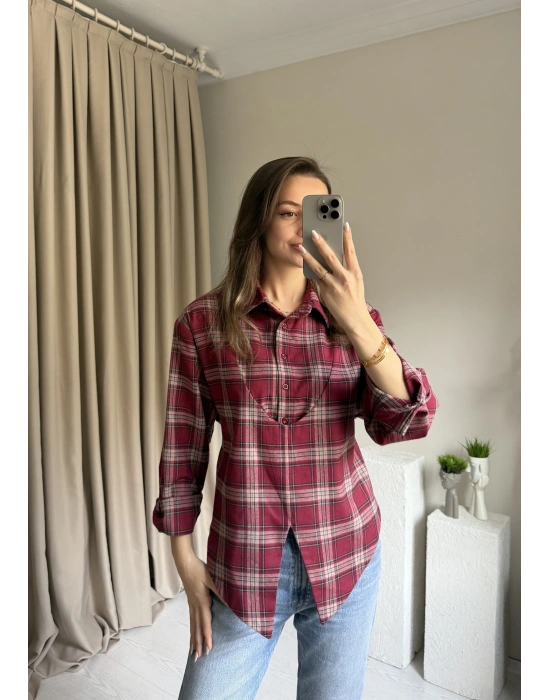 Kırmızı Ekose Vatkalı Gömlek