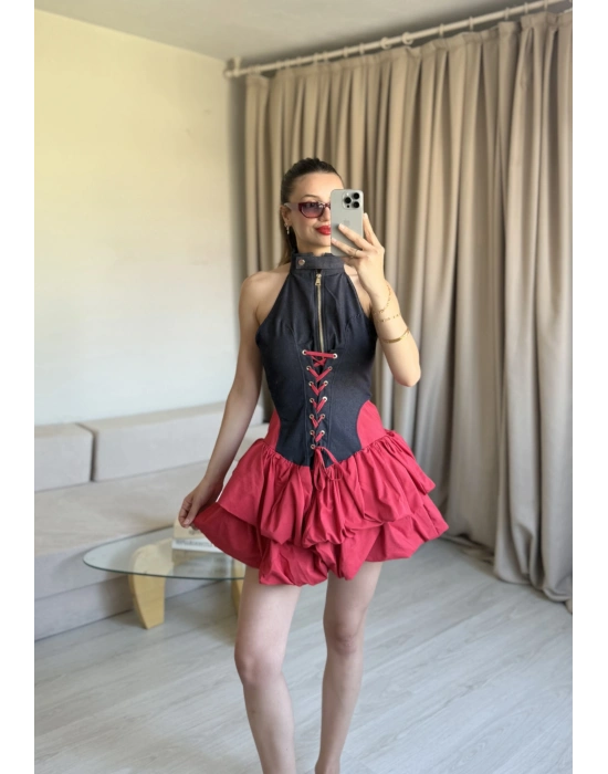 Kırmızı Katkat Balon Elbise