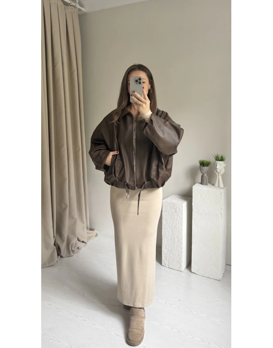 Krem Maxi Boy Fitilli Elbise