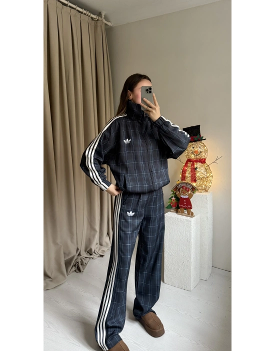 Lacivert Ekose Ceket Takım