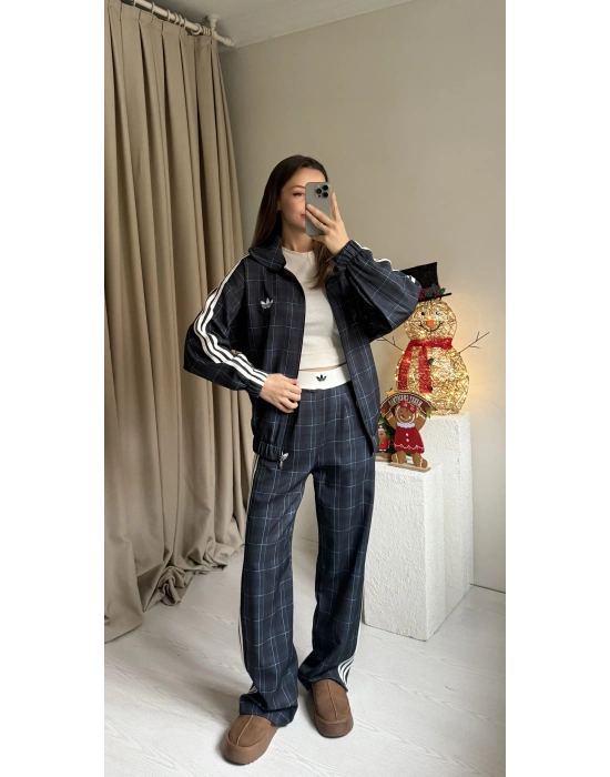 Lacivert Ekose Ceket Takım