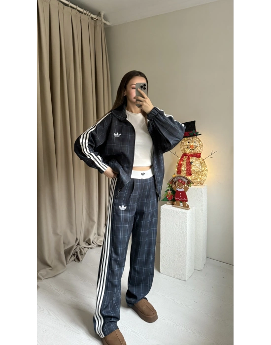 Lacivert Ekose Ceket Takım