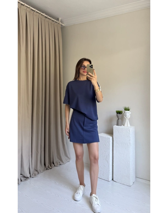 Lacivert Etek Görünümlü Şort Takım