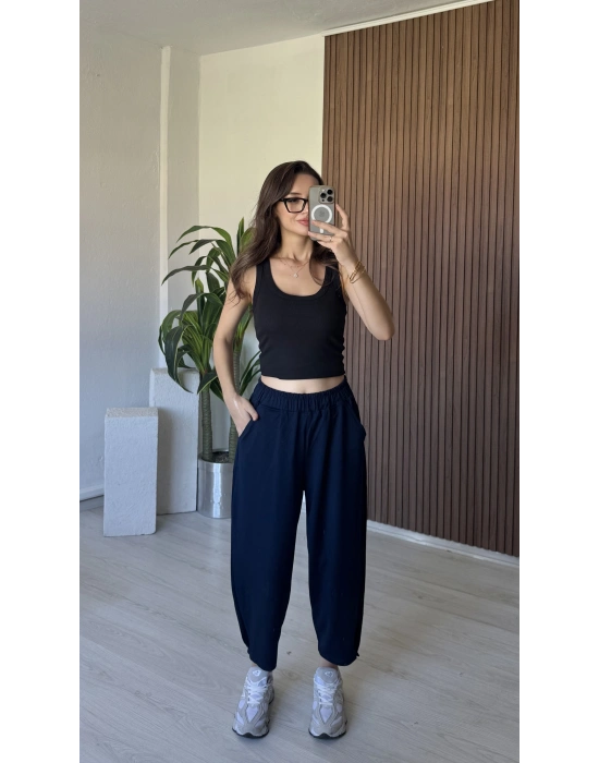 Lacivert Modal Relax Pantolon