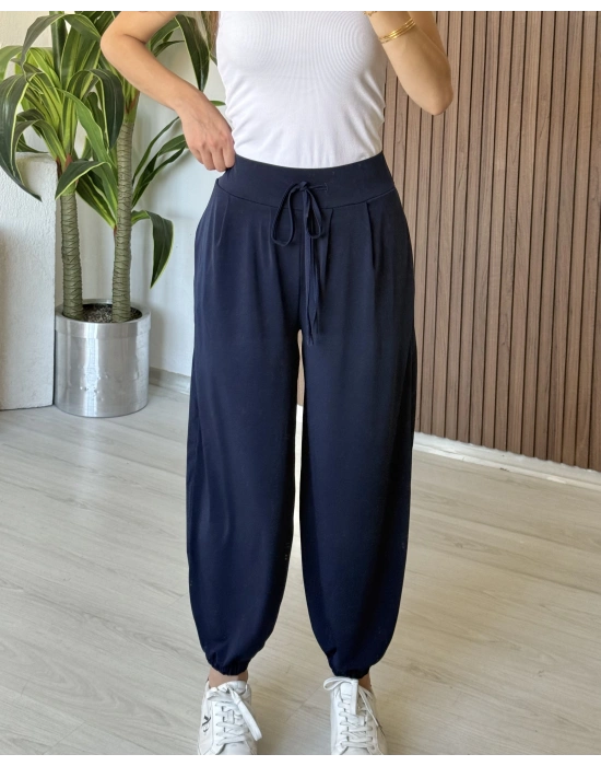 Lacivert Relax Şalvar Kesim Pantolon