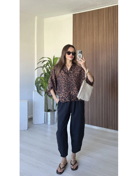 Leopar Desenli Gömlek