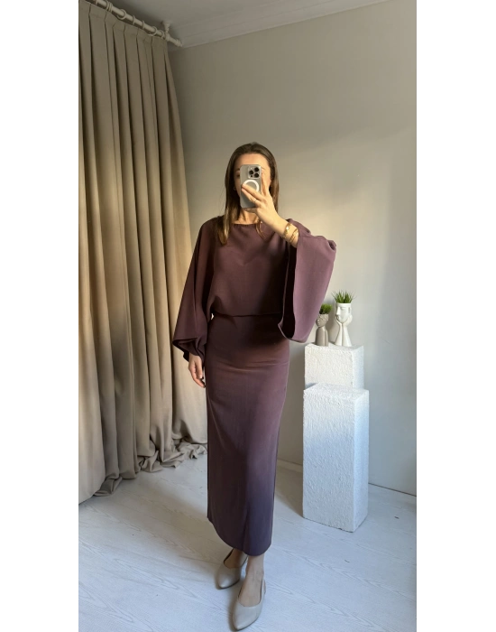 Mürdüm Massi Model Bağcıklı Elbise