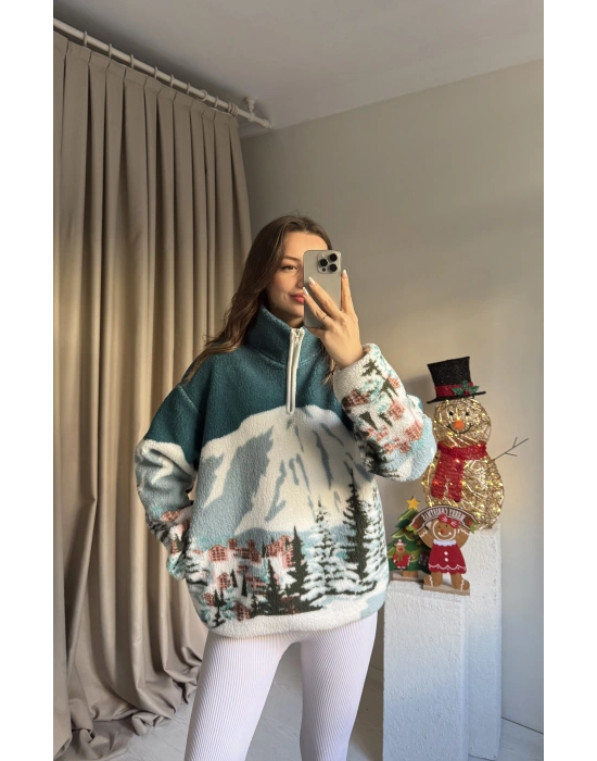 Oys Muadil Dağ Desenli Kazak