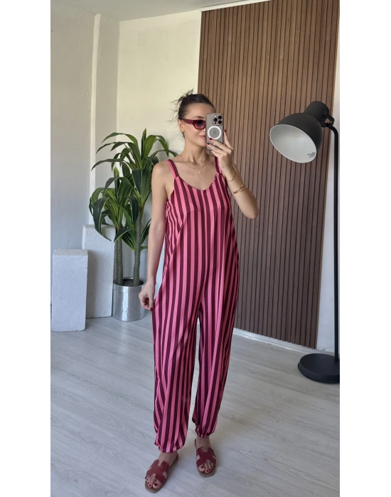 Pembe Çizgili Tulum