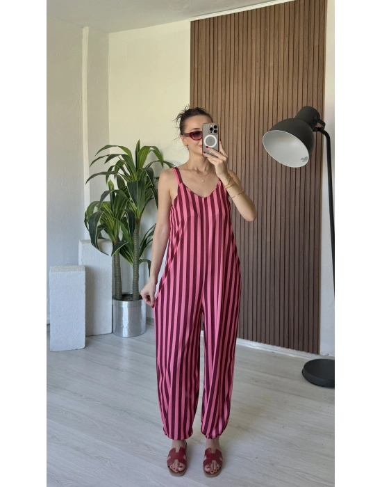 Pembe Çizgili Tulum