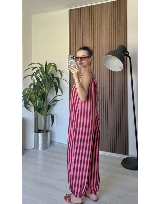 Pembe Çizgili Tulum
