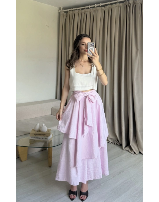 Pembe Etek Görünümlü Pantolon