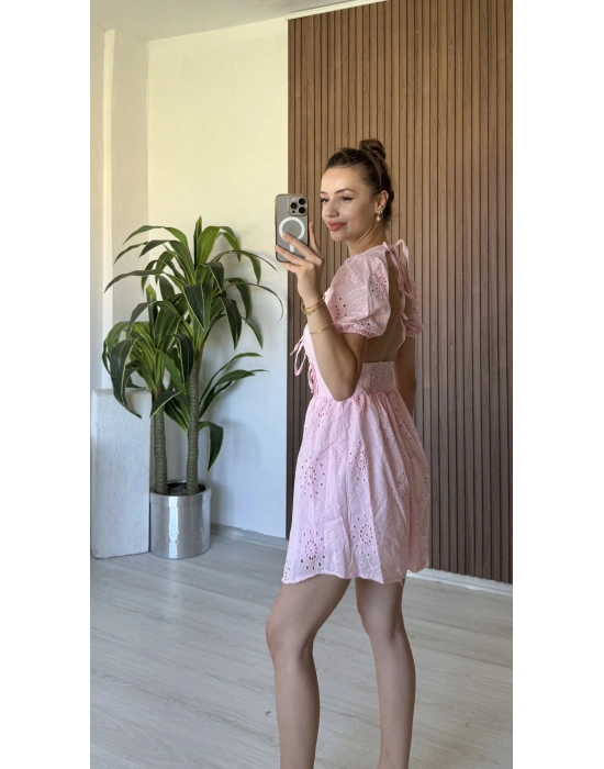 Pembe Fistolu Astarlı Elbise