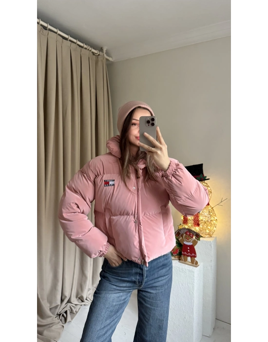 Pembe Marka Puffer Mont