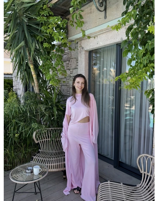 Pembe Üçlü Basic Eşofman Takım