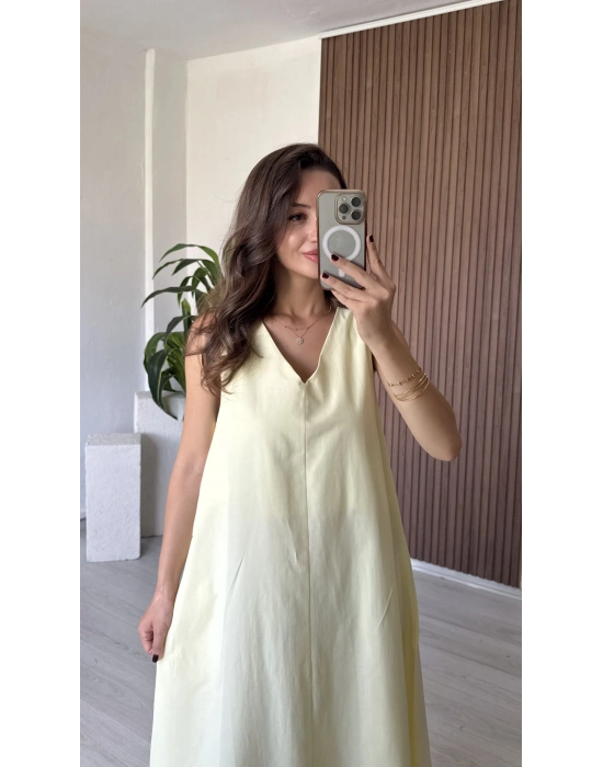 Sarı Kalın Askı Elbise