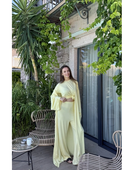Sarı Üçlü Basic Eşofman Takım