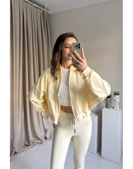 Sarı Zra Model Bomber Tayt Takım