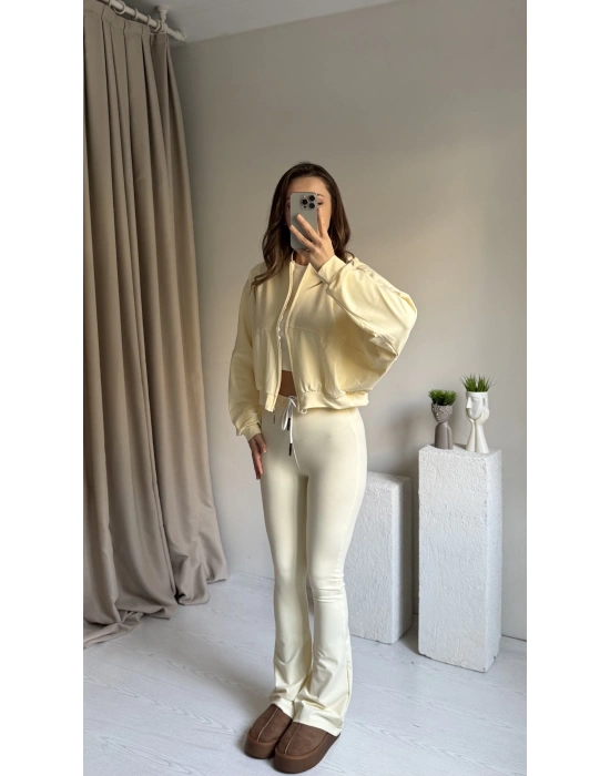 Sarı Zra Model Bomber Tayt Takım