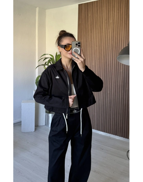 Siyah Alo Gabardin Ceket Takım