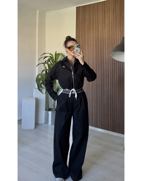 Siyah Alo Gabardin Ceket Takım