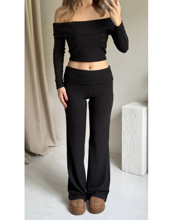 Siyah Bel Katlamalı Yumoş Takım