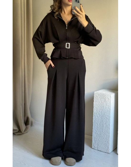 Siyah Beli Kemerli Premium Kumaş Takım