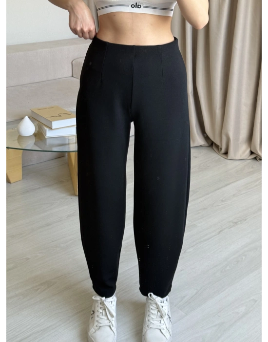 Siyah Crep Balon Pantolon