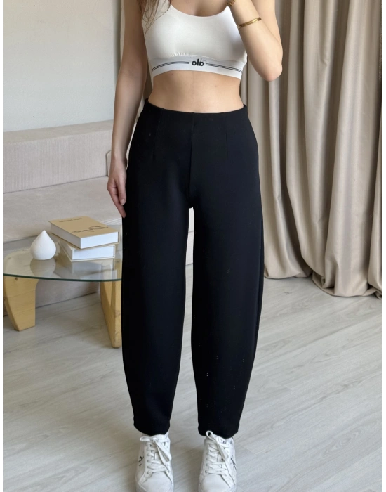 Siyah Crep Balon Pantolon