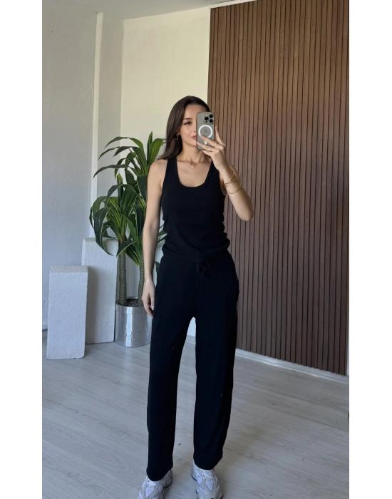 Siyah Göğüs Pedli Eşofman Takım