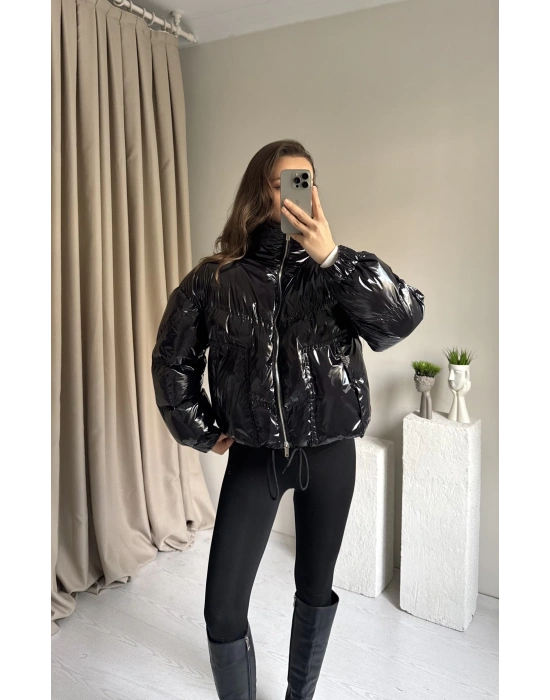 Siyah İçi Dolgulu Bomber Mont