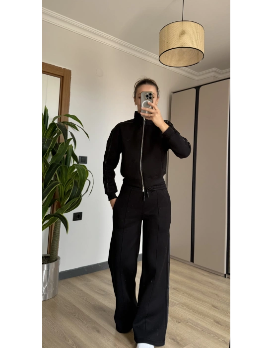 Siyah Marka Model Hırka Eşofman Takım