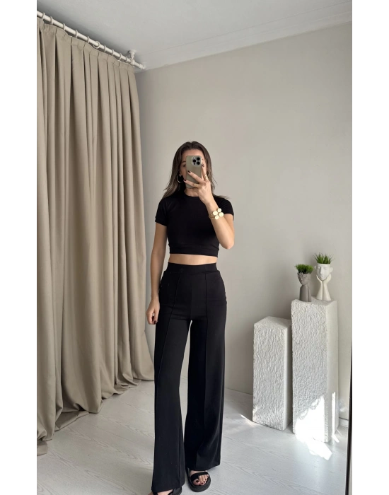 Siyah Oysh Marka Crop Takım