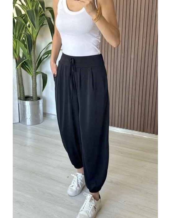 Siyah Relax Şalvar Kesim Pantolon