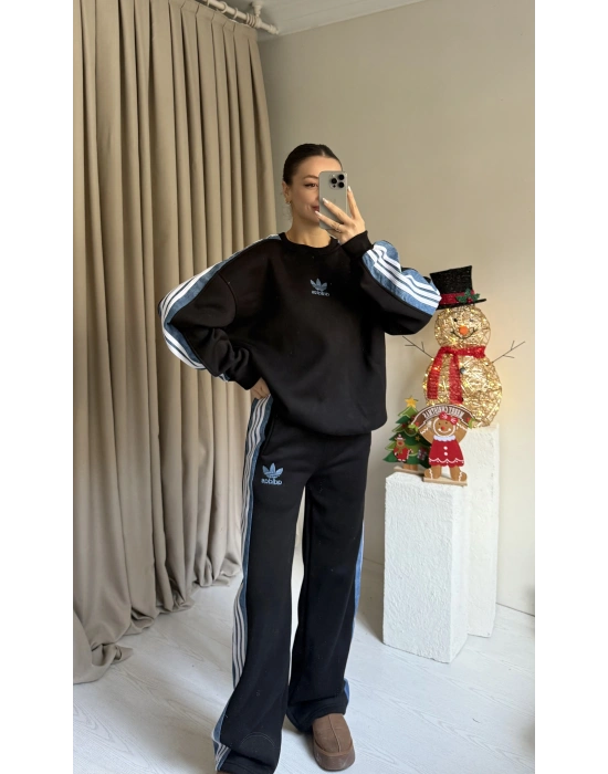 Siyah Şerit Detaylı Eşofman Takımı