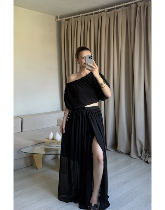 Siyah Vatkalı Astarlı Etek Takım