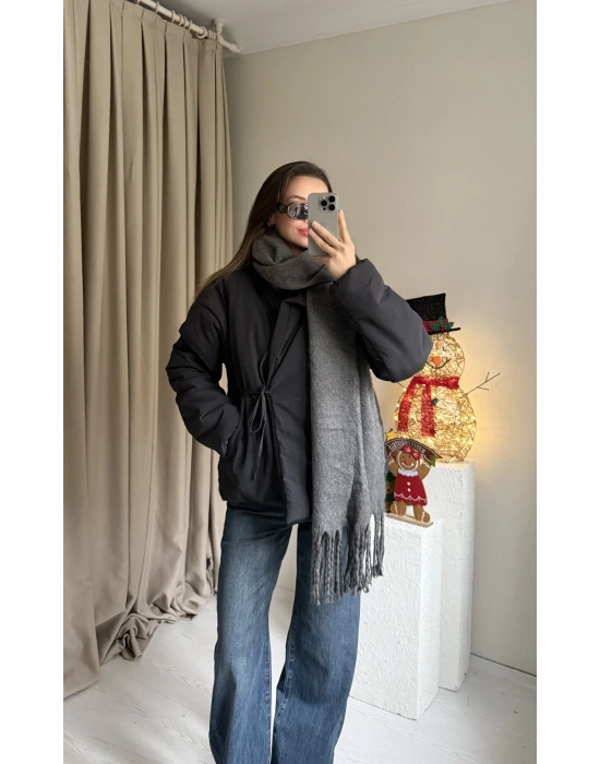 Siyah Zr Model Bağlamalı Mont