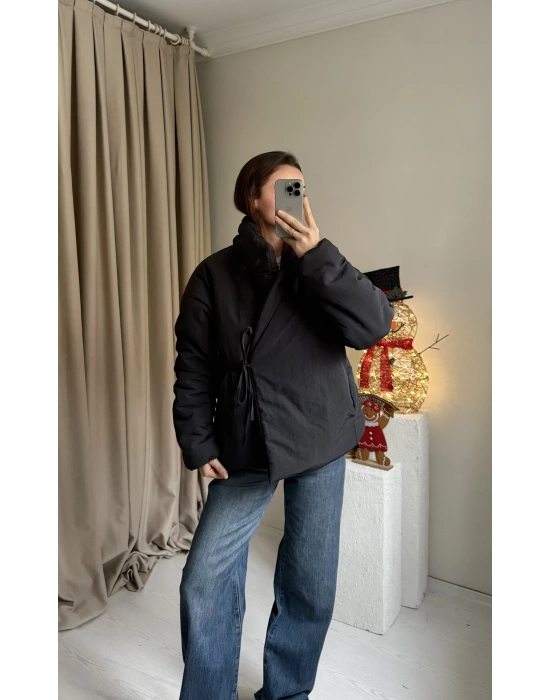 Siyah Zr Model Bağlamalı Mont