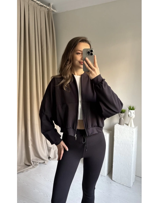 Siyah Zra Model Bomber Tayt Takım