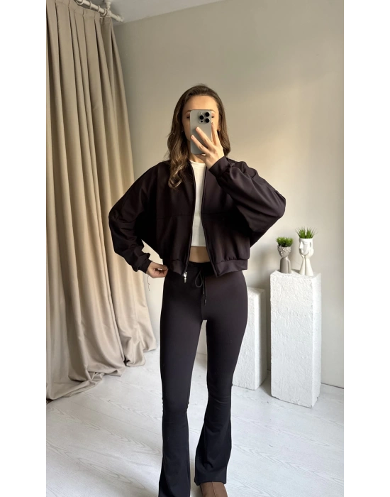 Siyah Zra Model Bomber Tayt Takım