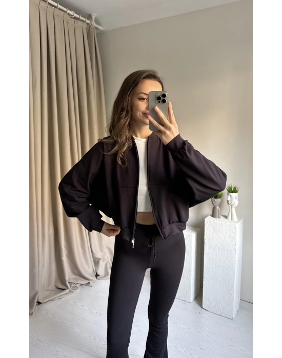 Siyah Zra Model Bomber Tayt Takım